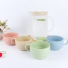 Wheat straw plastic water bottle set, one pot and four cups set, covered cold water bottle, heat-resistant transparent plastic cold water bottle details Picture